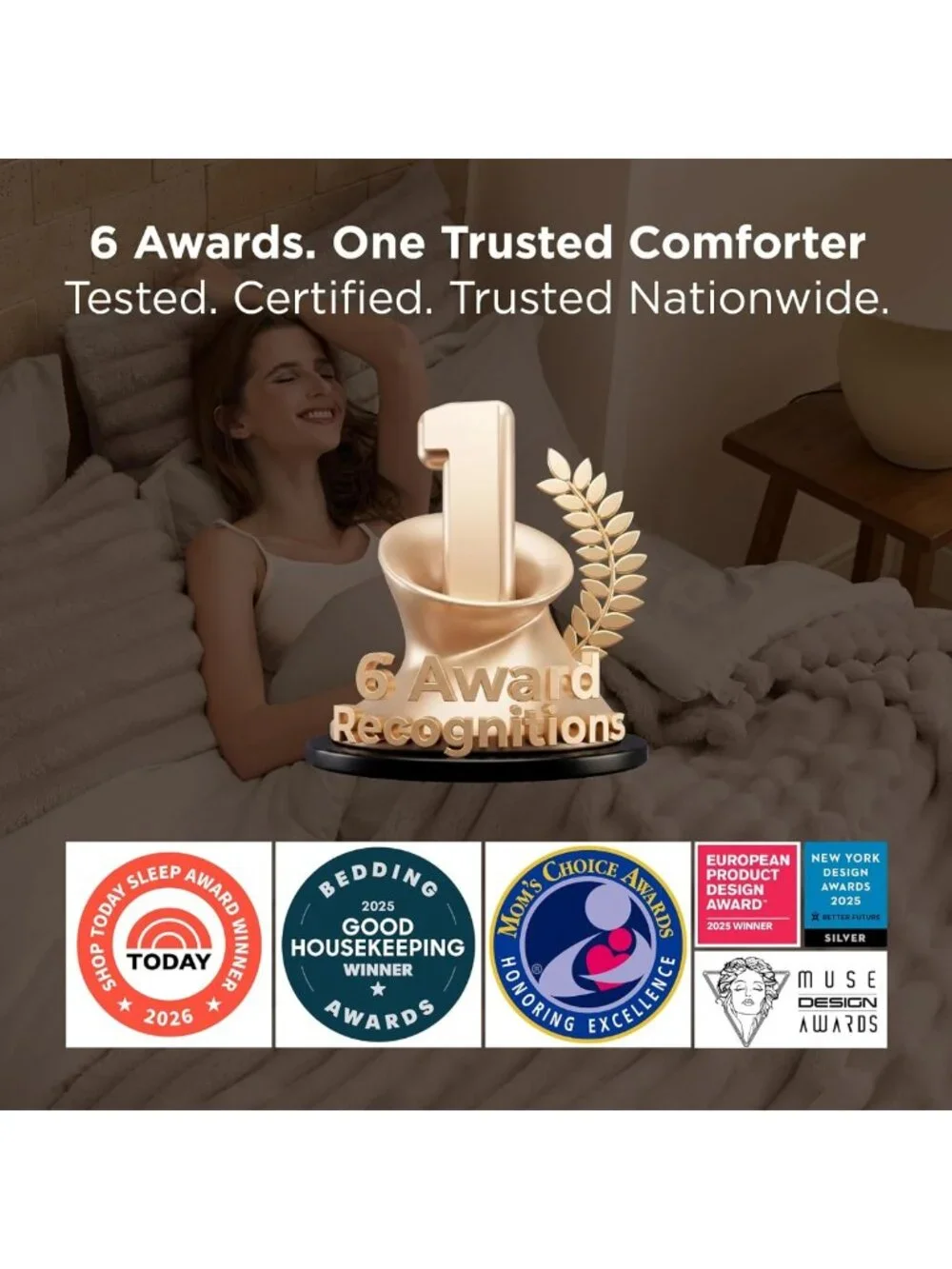 Cozy 2-in-1 Queen Comforter Set with Detachable Fleece Blanket, Beige Color